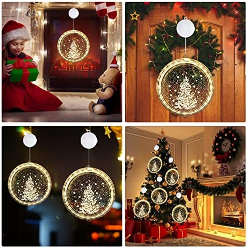 Светла за Божиќни прозорци - Светла за украси на 3Д Божиќни прозорци - 16см /6.29инх, LED акрилни самовили, батерии управувана