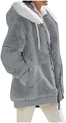 Партиски елегантен врв за жени зимски долг ракав качулка со џебови џемпер се вклопуваат во нејасен длабок V врат топло цврсто цврсто
