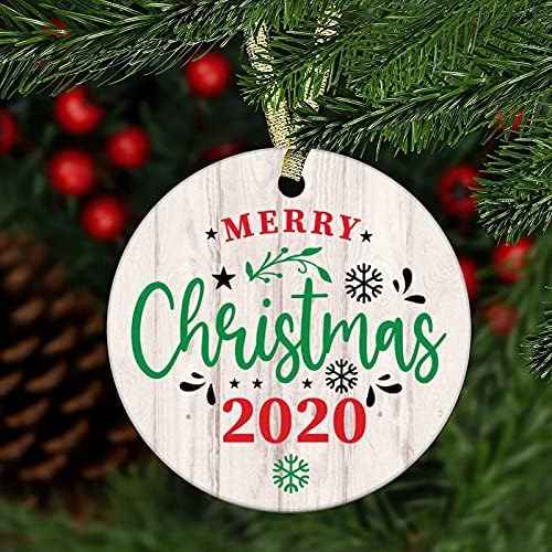 Среќен Божиќ 2021 Божиќ украс Среќен Божиќен керамички украс Орнамент Персонализирано име на бебето сопствено семејство украс Две еднострани