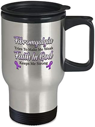 Фибромијалгија Чаша-Верата Во Бога Ме Одржува Силна-14оз Кафе, Чај Патување Кригла