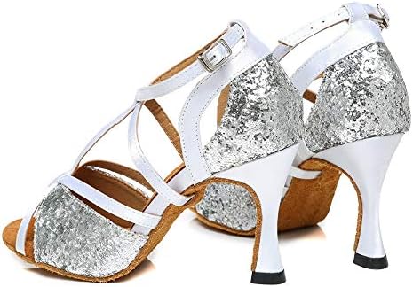 Hipposeus lationенски сјајни латински танцувачки чевли забава салса танц перформанси со средна пета, модел 01