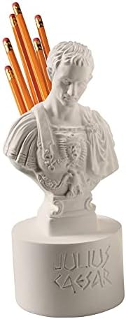 Што на Земјата на држачот на моливчето во март - канцелариски декор, Julулиус Цезар биста на статусот држач за пенкало за организатори