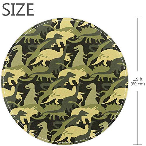 Камуфлажана армија диносаурус кул дино шема, не -лизгачки доормат 23,6 тркалезна површина теписи килими за деца спална соба бебе