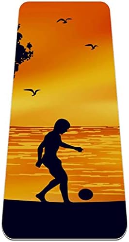 Siebzeh Soccer Beach Sunset Premium Дебела јога мат Еко пријателска гума здравје и фитнес не лизгачки душек за сите типови јога и пилатери