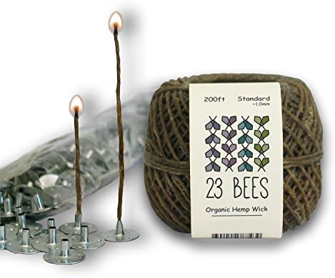 Органски Фитил За Свеќи од Коноп Со Дебелина од 2,0 мм + Јазичиња За Одржување На Фитил 200 парчиња За Правење Свеќи, 23 Пчели, Европска