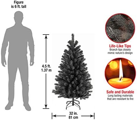 Национална компанија за дрво вештачка целосна елка, црна, смрека од Северна долина, вклучува штанд, 4,5 стапки