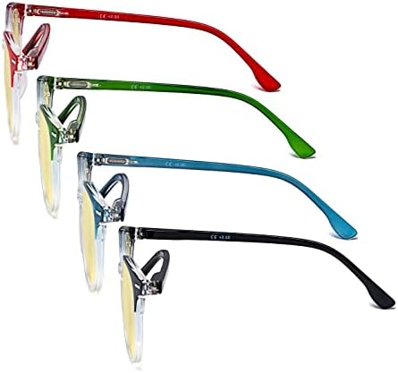 Очила за Очи 4-пакување Тркалезни Очила За Читање Сина Светлина Што Ги Блокира Жените Жолто Затемнети +1.50