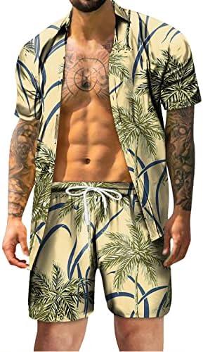Менс 2 парчиња сетови лето мажи лето модно слободно време Хаваи заморска празничка плажа дигитално 3Д печатење кратко