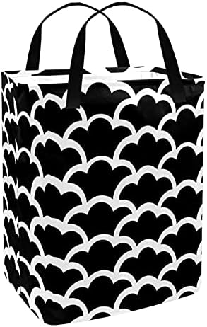 Црн и бел јапонски бран мотив за перење алишта, водоотпорна корпа за перење алишта со рачки за детски расадници колеџ Дорми Детска