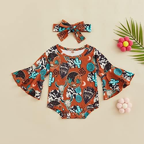 Wybzd Западно момче девојче облека облека дете каубојска облека со долги ракави кошула ромпер новороденче, симпатична есенска каросерија