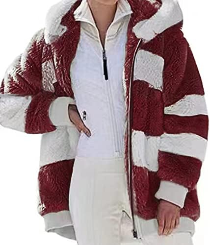 Flената на фланелна јакна, 2022 година зимски долг ракав Фази руно отворено предни кардигани со картони со јакна од надворешна облека со џеб