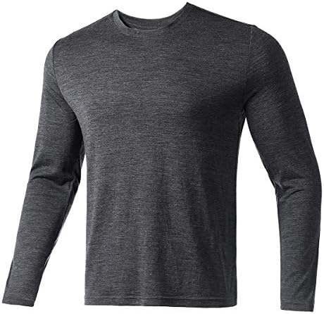 Мерино Заштитете мерино волна од волна, Менс маица со долги ракави, термичка отпорност на мирис на миризба за пешачење
