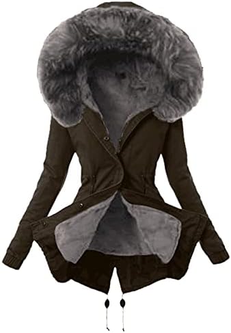 Зимска школа Елегантна надворешна облека за жени долго ракави со долги ракави со џебови со качулка со качулка, јакна од ветровит, цврста цврста