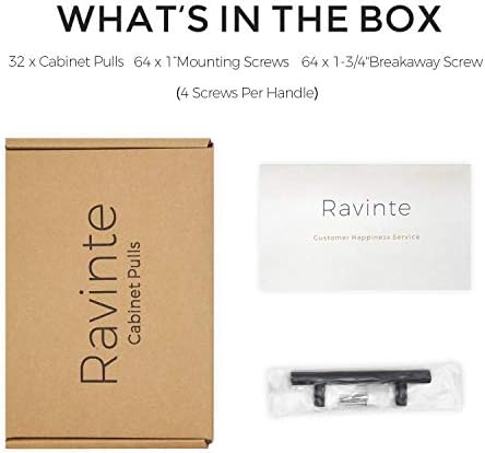 Ravinte 32 Pack 5 -инчен мат црно кабинет се повлекува и 15 пакувања од 3 инчи рамни црни кабинети чаши