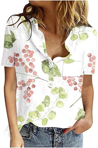 Симпатични врвови за жени, женски обични кратки ракави со кратки ракави, маички памучни постелнина, блузи кошула дами врвни и блузи