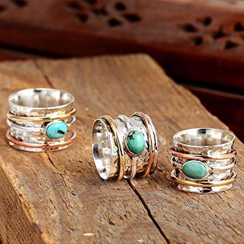 Прстени за ангажман за женска личност гроздобер свадбени прстени за мажи ретро тиркизна ветување прстени накит подароци за редење прстени
