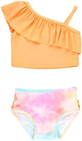 Rufflebutts бебе/дете девојки 2-парчиња руфли танкини костими за капење со UPF50+ заштита од сонце