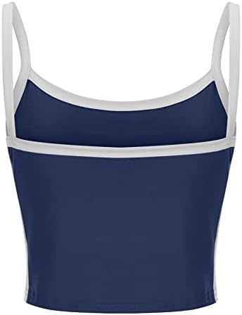 OPLXUO секси резервоарот врвови за жени квадратни вратот шпагети ленти камизола тесна боја блок летни кошули без ракави, ками