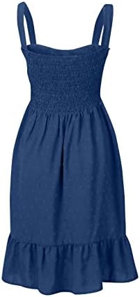 Lutенски летни фустани 2023 боја тенок секси плетенско копче ладно без ракави фустани сонцето фустани случајно