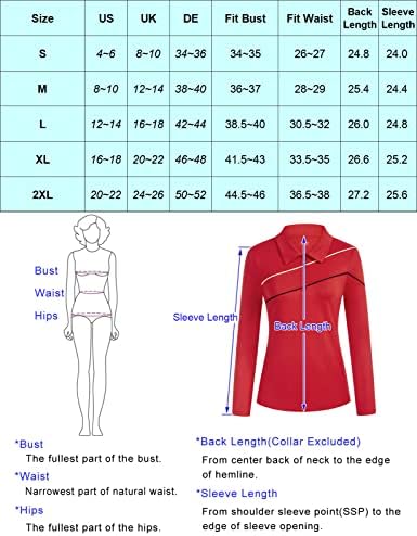 Jackек Смит Womenените голф Поло кошули суво вклопување во 50+ тениски врвови со долг ракав, патент на атлетска кошула со тенок