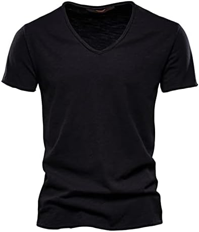 Машки маици на Ymosrh Популарни памучни памучни памучни маички со кратки ракави за мажи за мажи