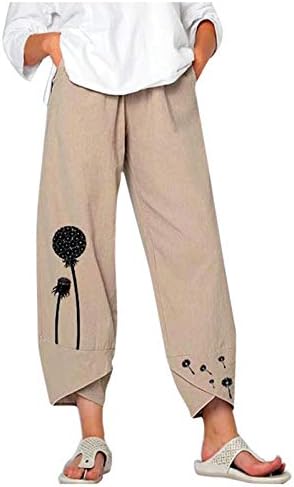 Honprad Petite Bootcut јога панталони за жени одблесоци од палење цвеќиња Еластични панталони со ширина на половината, печати дама панталони
