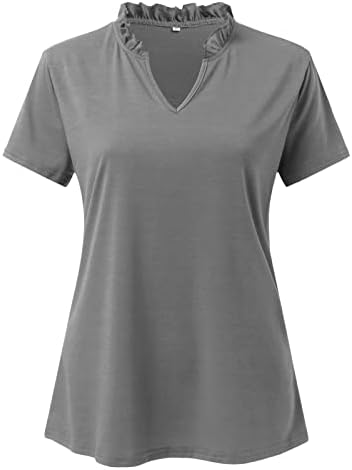 Женски летни врвови Елегантни v вратот кратки ракави за ракав маички фустани случајни лабави пуловер туники работи кошули