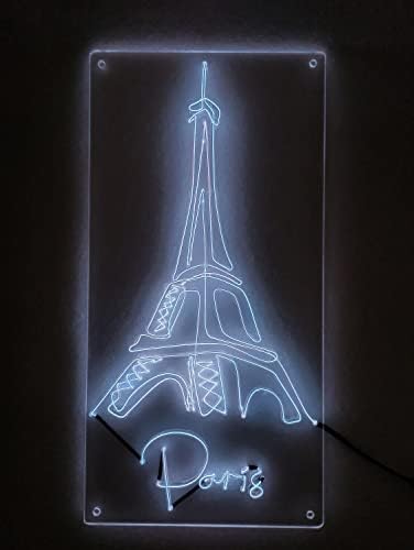 Ајфелова кула обележје на wallидното декорично место Париз Франс Туризам Туризам Поздрав, рачно изработен знак за неонска светлина од