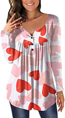 Женска Мода Денот На Вљубените Блузи Долги Ракави О-Вратот Пролет Маици Маици Опуштено Одговара Блуза Дуксери За Дами