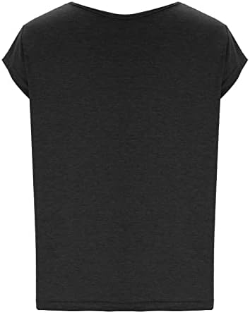 Женска маица V-врат-маица Обичен капаче за ракав Основни кошули цврсти лабави редовни блузи фит резервоар врвови летни влезови