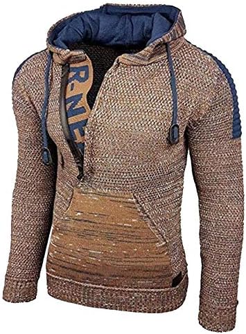 Машка качулка пулвер џемпер мода есен зима лабава плус големина мешана боја рамна плетена џемчка јакна