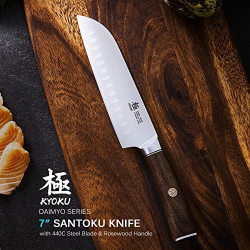 Киоку Даимјо Серија Кујна Алатка Нож + Сантоку Нож + Професионален Готвач Нож Ролна Торба Кафеава