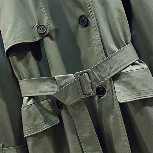 Есен прилагодливи џебови на половината макси максимално палто со ровови со појас Chенски Windbreaker Classic