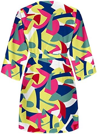 Боемски фустан за жени, женски летен 3/4 ракав против вратот празничен фустан Boho Print luctring Sun Beach Fuest