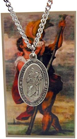 Медал Свети Кристофер Питер На Синџир Од Нерѓосувачки Челик Со Подарок Од Света Картичка Кутија