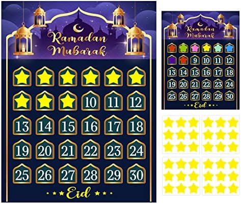 FLYAB Рамазан Украси Еид Рамазан Мубарак Одбројување Календар 2023 Еид Календар Активности За Деца Рамазан Мубарак Доаѓањето Календар Постер