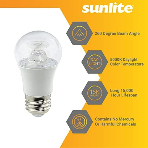 Sunlite 41701 LED A15 Апаратот Јасна Сијалица , 6 Вати, 450 Лумени , Средна Основа, 90 CRI, Затемнување, Etl Наведени, Таванот Вентилатор,