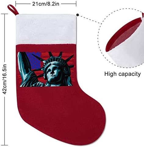 Американска статуа на знаме и слобода, црвени Божиќни празници, украси за дома за Божиќно дрво Камино виси чорапи