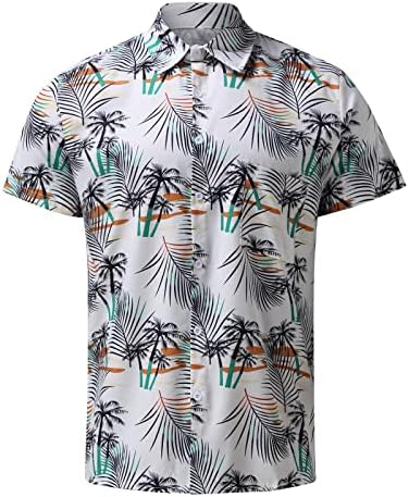 XXBR Менс Хавајски кошули со кратки ракави Цветни графички печатени копче надолу за гроздобер врвови летен одмор обичен плажа врвови