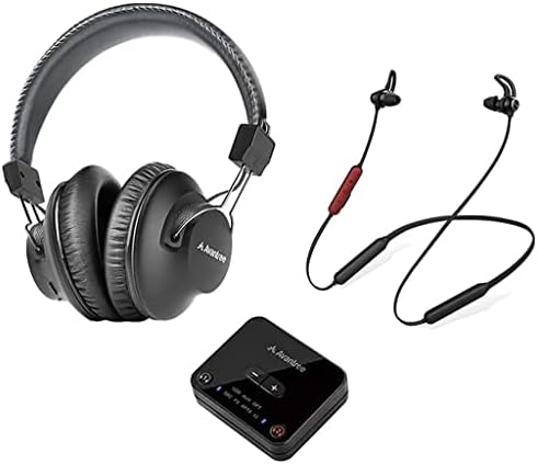 Двојни безжични слушалки и ушни уши, Avantree D4169, поставени за гледање на ТВ со Bluetooth предавател, персонализирана контрола