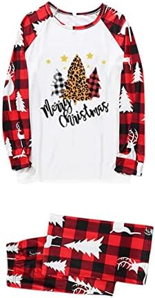 XBKPLO Божиќни пижами за семејни пижами PJs облека за спиење облека за појавување на Божиќни пижами за совпаѓање на семејството