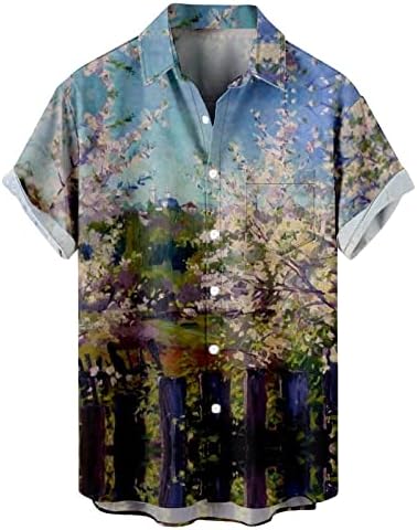 Bmisegm летни тренинзи кошули за мажи летни 3Д кошули со бои, маички кошули, случајни цветни печати краток Божиќ