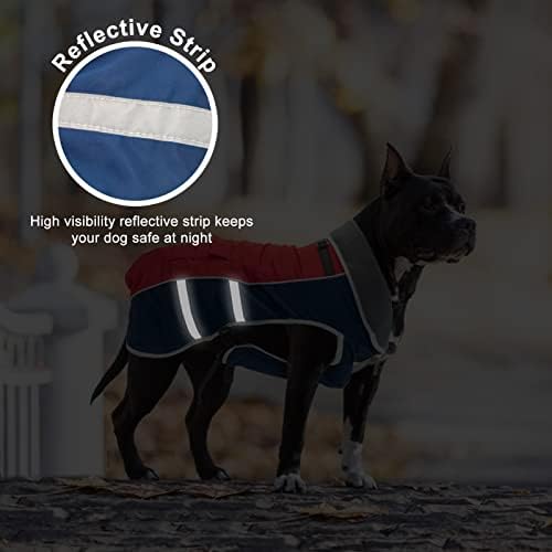 Палто за зимско топло кучиња, рефлексивна водоотпорна кучиња јакна со појас за влечење, прилагодлива големина на ветерници