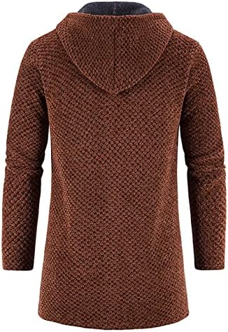 Beuu mens долг џемпер кардиган јакни, есенски зимски патент плетен топол палто со качулка тенок фит канцеларија обична тунична