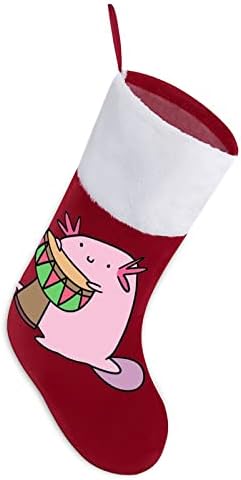 Axolotl Играње на Божиќните порибни чорапи за Божиќ, печати Божиќно дрво од камин
