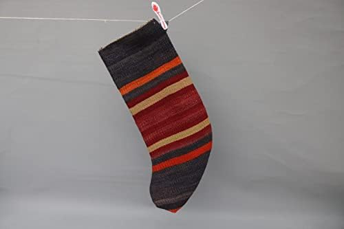Подарок за перница Сарикаја Божиќно порибување, рачно изработено порибување, шарени Божиќни чорапи, порибување на Килим, порибување