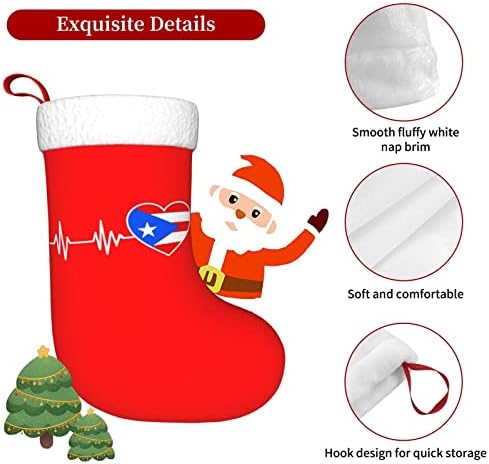 Cutedwarf Poreerto Rico Meartbeat Cristma Codrings Божиќни украси на дрво Божиќни чорапи за Божиќни празнични забави подароци 18-инчи