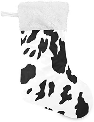 Божиќни чорапи на Нандер, 1 парчиња 17,7 инчи големи животински крави печати со кадифни чорапи за манжетни за семејни празнични украси за