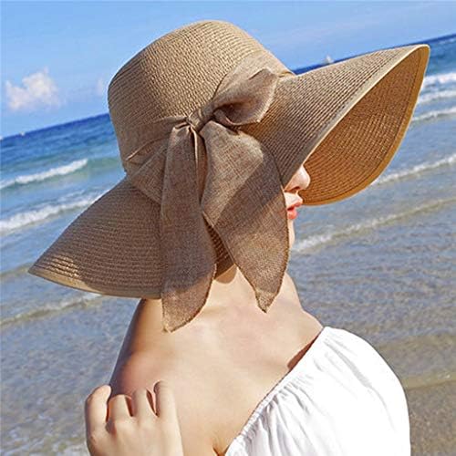 Преклопна женска плажа капа, поклон од слама капа од сонце, upf 50+ голема капаче капа, се тркала лето УВ заштита голем флопи