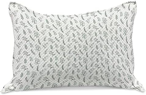 Амбесон Природна плетена ватенка перница, ботаничка шема со лисја на лисја од акварел, стандарден капак за перница со големина